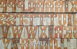 Vintage Letterpress wood/wooden printing type blocks typography 102pc 51mm LB119