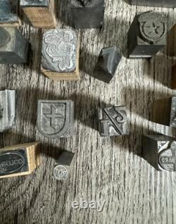 Vintage Lot Letter Press Printer Blocks Advertisement 45+ Texaco Florida AAA VW