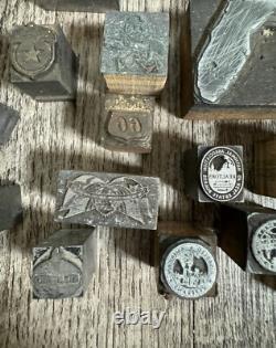 Vintage Lot Letter Press Printer Blocks Advertisement 45+ Texaco Florida AAA VW
