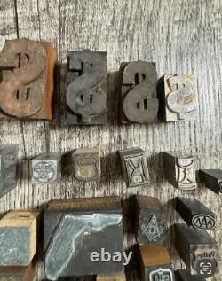 Vintage Lot Letter Press Printer Blocks Advertisement 45+ Texaco Florida AAA VW