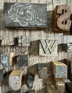 Vintage Lot Letter Press Printer Blocks Advertisement 45+ Texaco Florida AAA VW