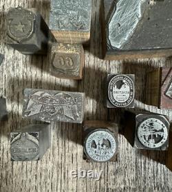 Vintage Lot Letter Press Printer Blocks Advertisement 45+ Texaco Florida AAA VW