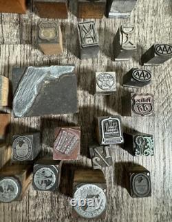 Vintage Lot Letter Press Printer Blocks Advertisement 45+ Texaco Florida AAA VW