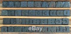 Vintage Lot of 89 Wood Letterpress Print Type Blocks 69 Letters 20 Numbers 1
