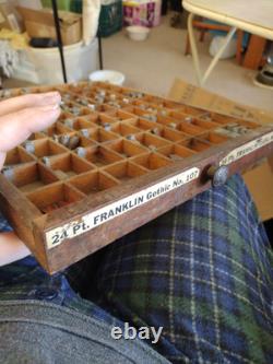 Vintage Metal Letterpress Print Type 24pt Franklin Gothic 107 With Drawer