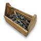 Vintage Printers Block Letterpress 130pc Set With Antique Wooden Tool Box