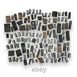 Vintage Printers Block Letterpress 130pc Set with Antique Wooden Tool Box