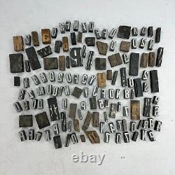 Vintage Printers Block Letterpress 130pc Set with Antique Wooden Tool Box