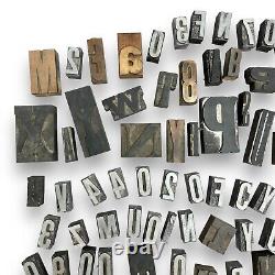 Vintage Printers Block Letterpress 130pc Set with Antique Wooden Tool Box