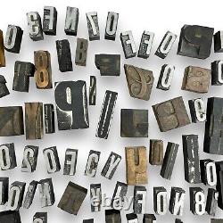 Vintage Printers Block Letterpress 130pc Set with Antique Wooden Tool Box