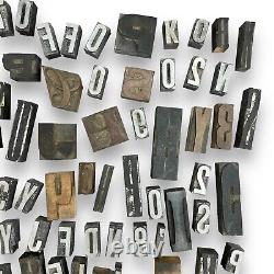 Vintage Printers Block Letterpress 130pc Set with Antique Wooden Tool Box