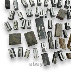 Vintage Printers Block Letterpress 130pc Set with Antique Wooden Tool Box