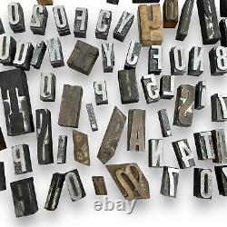 Vintage Printers Block Letterpress 130pc Set with Antique Wooden Tool Box
