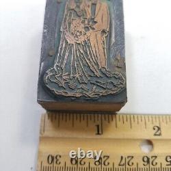 Vintage Printers Block Wedding Bride Groom Wood 1940s Style 1.9 x 1.2