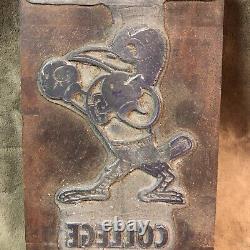 Vintage San Jacinto College Texas Printing Block/tile Wood Metal