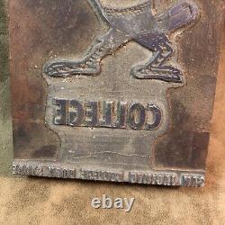 Vintage San Jacinto College Texas Printing Block/tile Wood Metal