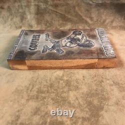 Vintage San Jacinto College Texas Printing Block/tile Wood Metal