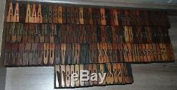 Vintage Wood LETTERPRESS Print Type Block Alphabet 2 Tall 130 Pieces