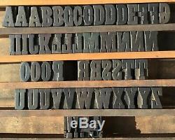 Vintage Wood Letterpress Print Type Block 57 Letters Alphabet Punctuation 1