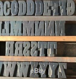 Vintage Wood Letterpress Print Type Block 57 Letters Alphabet Punctuation 1