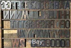 Vintage Wood Letterpress Print Type Block 61 Letters Numbers 4 1/4 4.25 inches