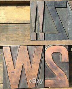 Vintage Wood Letterpress Print Type Block 61 Letters Numbers 4 1/4 4.25 inches