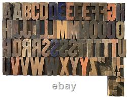 Vintage Wood Letterpress Type (62) 3-5/16 inch high pieces