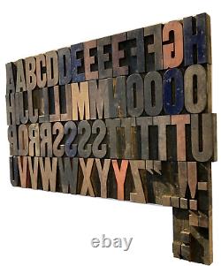 Vintage Wood Letterpress Type (62) 3-5/16 inch high pieces