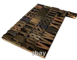 Vintage Wood Letterpress Type (62) 3-5/16 inch high pieces