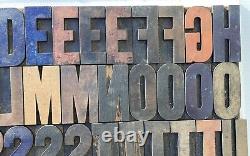 Vintage Wood Letterpress Type (62) 3-5/16 inch high pieces
