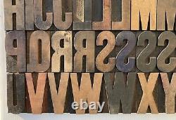 Vintage Wood Letterpress Type (62) 3-5/16 inch high pieces
