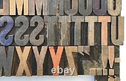 Vintage Wood Letterpress Type (62) 3-5/16 inch high pieces