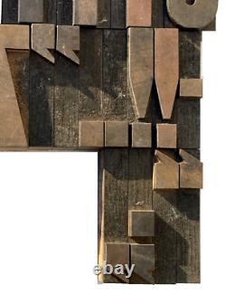 Vintage Wood Letterpress Type (62) 3-5/16 inch high pieces