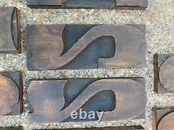 Vintage Wood Printers Block 10 Inch Number Set 15 Pieces 1 Thru 10. Doubles