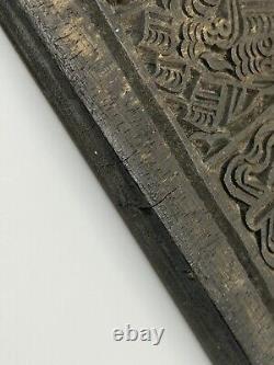 Vintage Wooden Buddhist Prayer Flag Printing Block