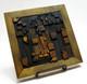 Vintage/antique Letterpress Punctuation Marks In Stained Wood Frame With Stand