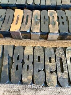 Vtg 102 Wood Letterpress Print Type Block Upper Case Letters Numbers Symbols 2