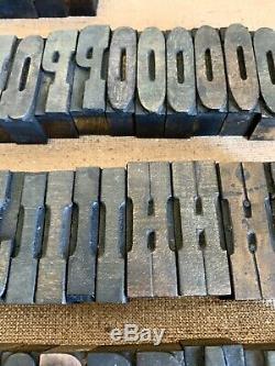 Vtg 102 Wood Letterpress Print Type Block Upper Case Letters Numbers Symbols 2
