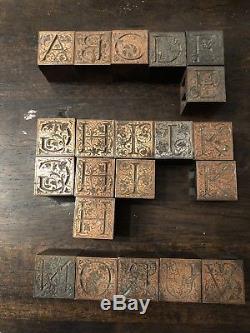 Vtg Copper Letterpress Cut Printers Block Stamps/initials Victorian Style 21