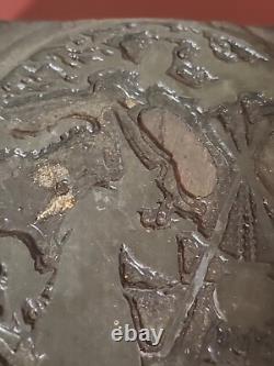 Vtg Halloween Letterpress Printers Block Witch Calderon Black Cat Crow