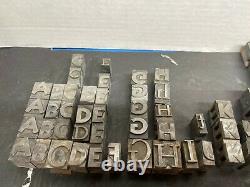 Vtg antique 250pc + typo script letterpress type printers lead block set lot
