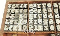 Vtg antique 300pc typo script letterpress type printers lead block set lot