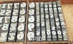 Vtg antique 300pc typo script letterpress type printers lead block set lot