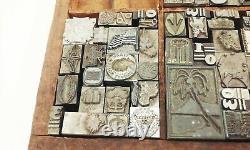 Vtg antique 300pc typo script letterpress type printers lead block set lot