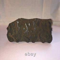 Wood Hand Carved Textile Printing Fabric Block Stamp Primitive Farmhouse Antique
