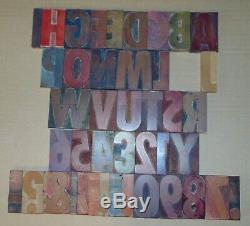 Wood LETTERPRESS Print Type Block ALPHABET 5 Tall Missing Letters K, Q, X, Z