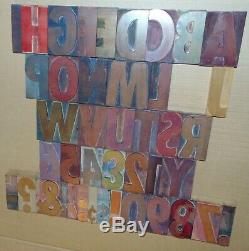 Wood LETTERPRESS Print Type Block ALPHABET 5 Tall Missing Letters K, Q, X, Z