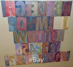 Wood LETTERPRESS Print Type Block ALPHABET 5 Tall Missing Letters K, Q, X, Z