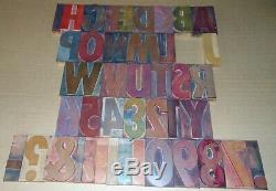 Wood LETTERPRESS Print Type Block ALPHABET 5 Tall Missing Letters K, Q, X, Z