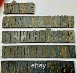 Wood Type 3 1/4, 58 Pc. Set, Letters+ Punctuation, Well Used Condition